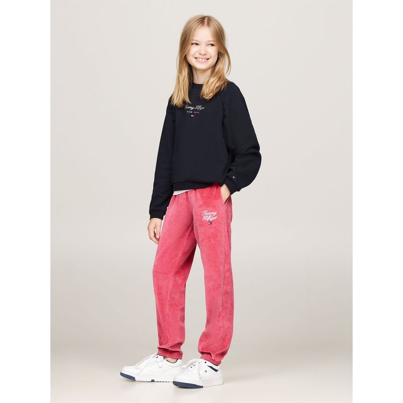 TOMMY HILFIGER - Joggers De Niña Con Logo Script Rosado Tommy Hilfiger