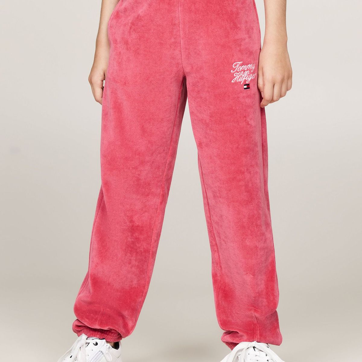 TOMMY HILFIGER - Joggers De Niña Con Logo Script Rosado Tommy Hilfiger