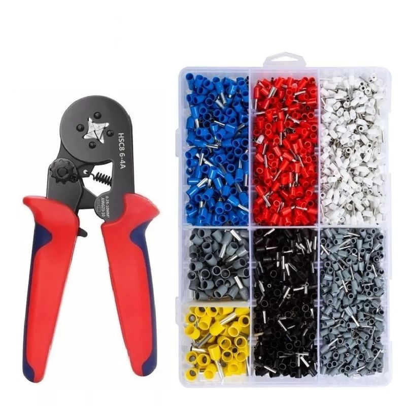 GENERICO - Kit Aprieta Ferrules Hexagonal 0.25-10mm2 + 2000 Ferrules