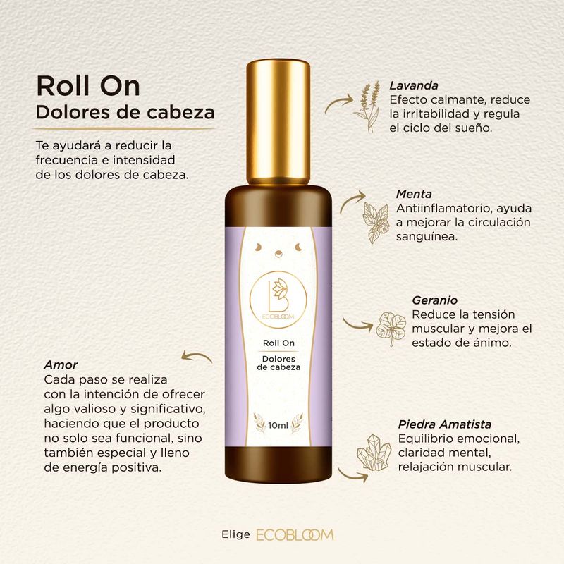 GENERICO - Roll on de aromaterapia y gemoterapia para dolores de cabeza