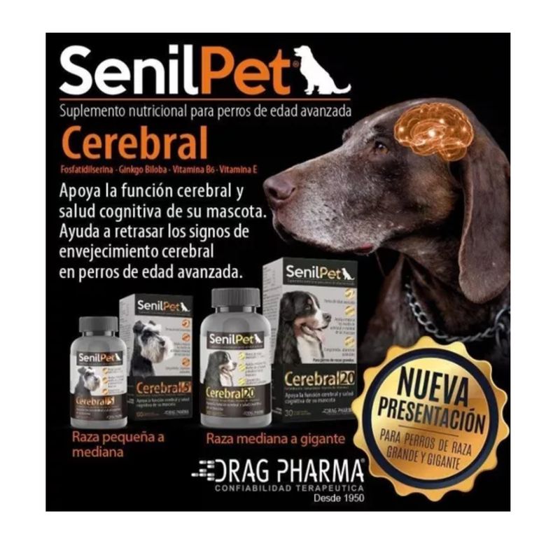 DRAG PHARMA - Senilpet Cerebral 20 Raza Grande (30 Comp) Edad Avanzada
