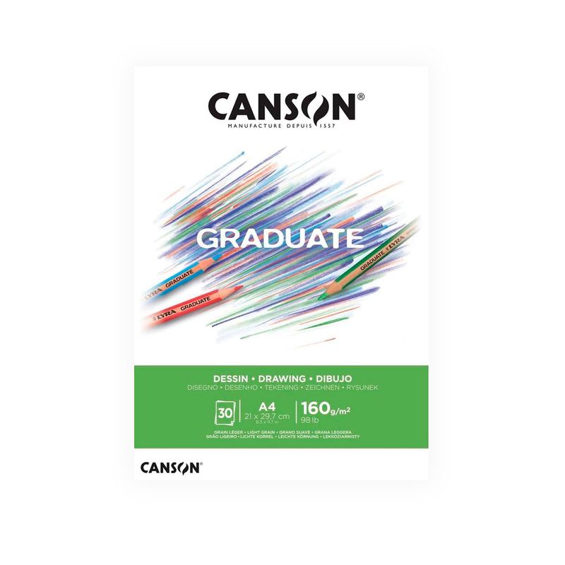CANSON - Canson Pad Graduate Dessin 30 hojas 160 g/m2 A4