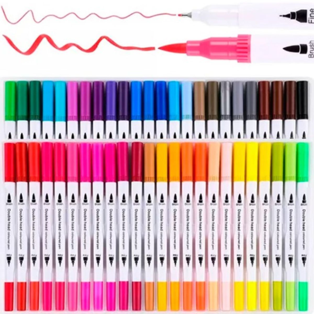GENERICO - 48 Marcadores De Doble Punta Tipo Pincel Colores
