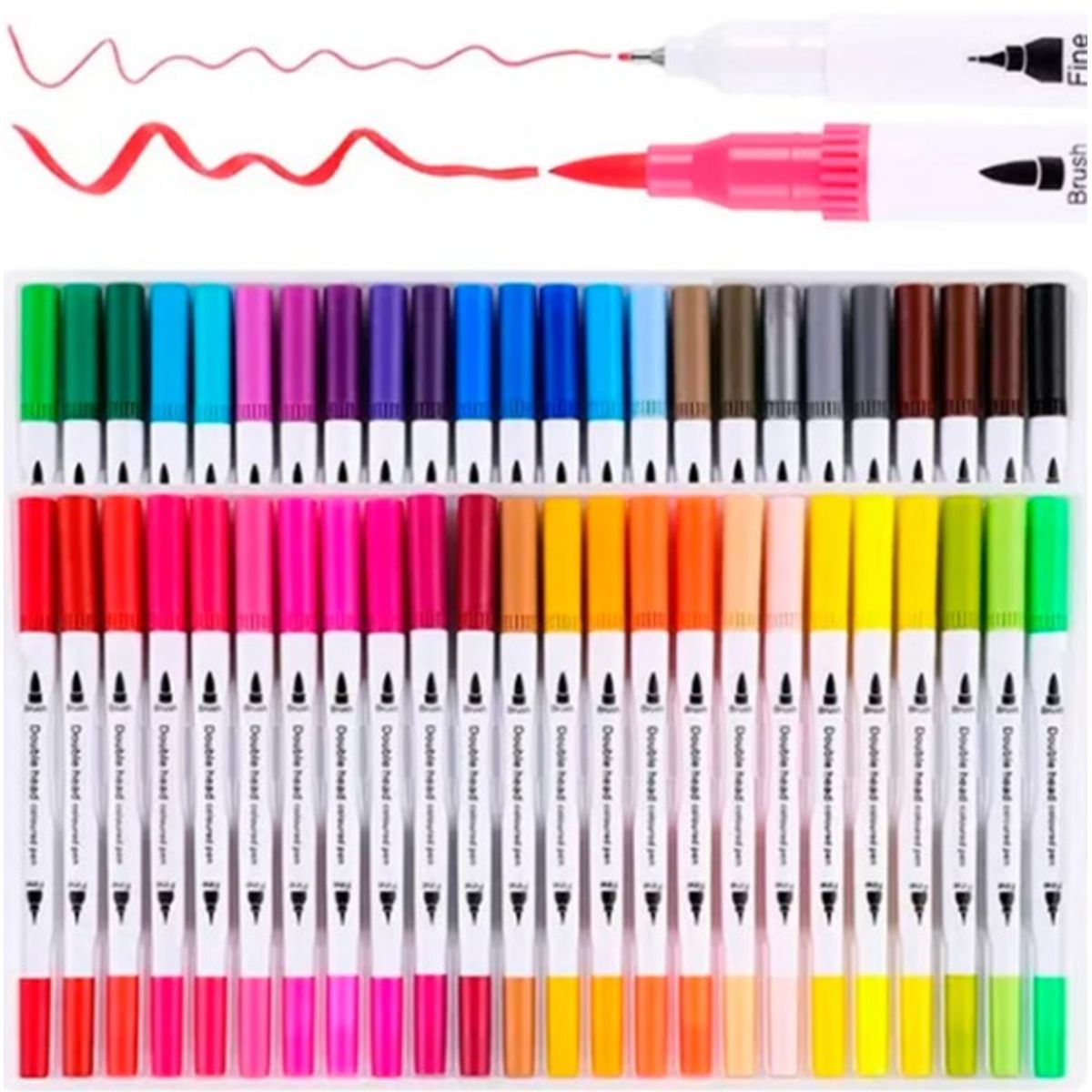 GENERICO - 48 Marcadores De Doble Punta Tipo Pincel Colores