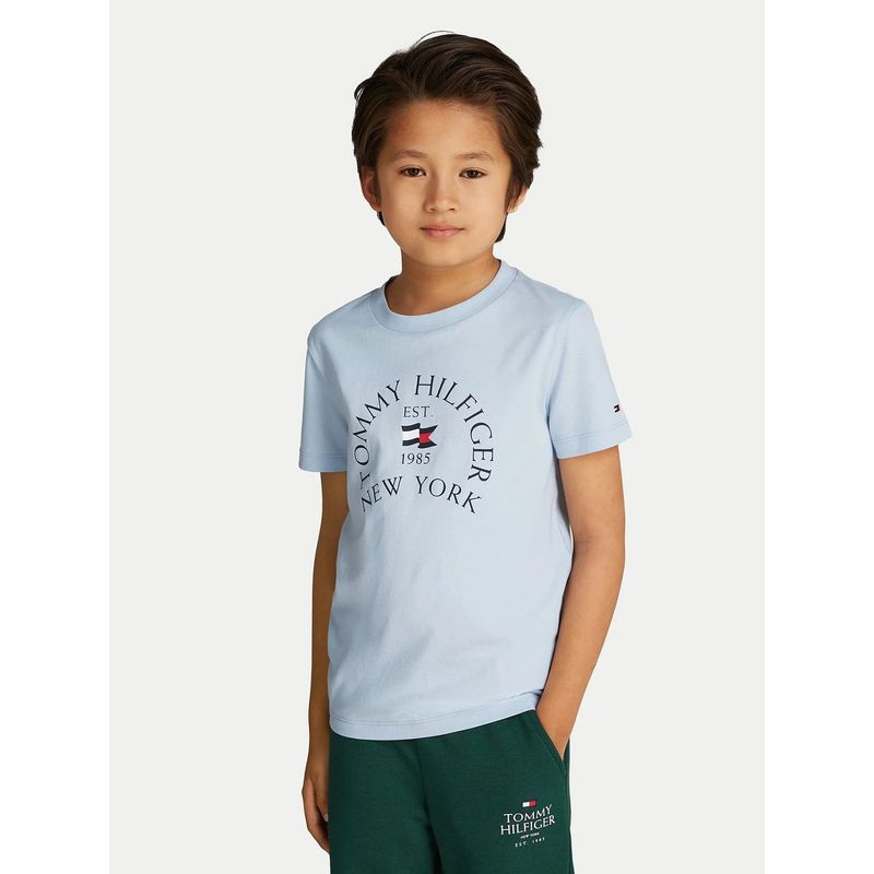TOMMY HILFIGER - Polera De Niño Con Logo Náutico Celeste Tommy Hilfiger