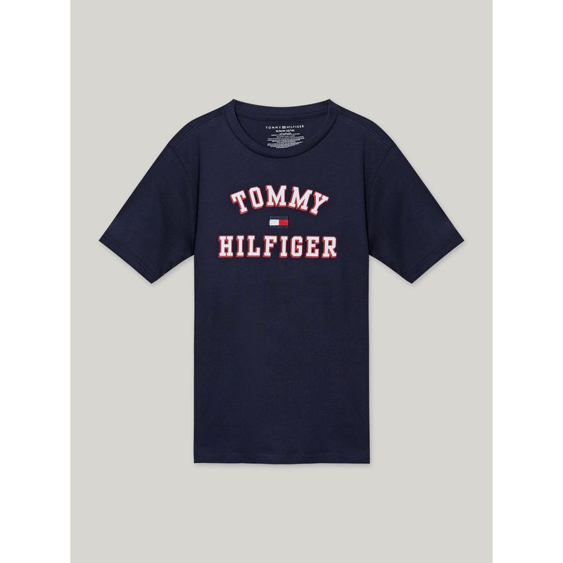 TOMMY HILFIGER - Polera De Niño Varsity Con Logo Azul Tommy Hilfiger