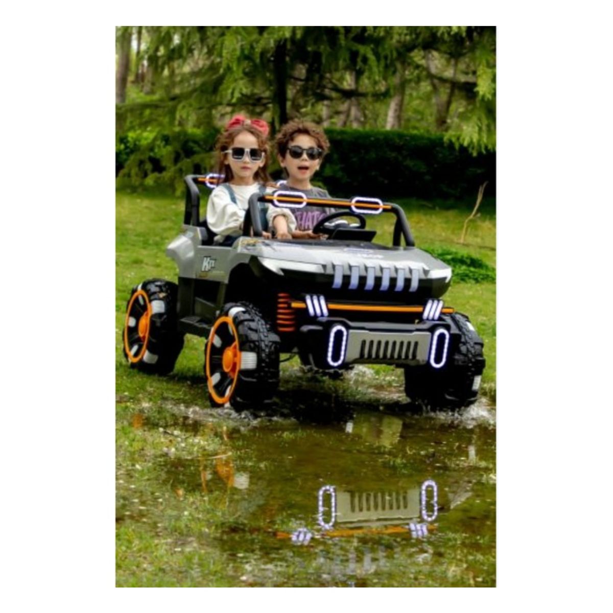 GENERICO - Jeep Electrico 4x4 Con Luces Led Para Niños Gris