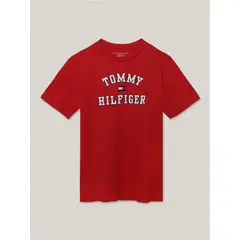 TOMMY HILFIGER - Polera De Niño Varsity Con Logo Rojo