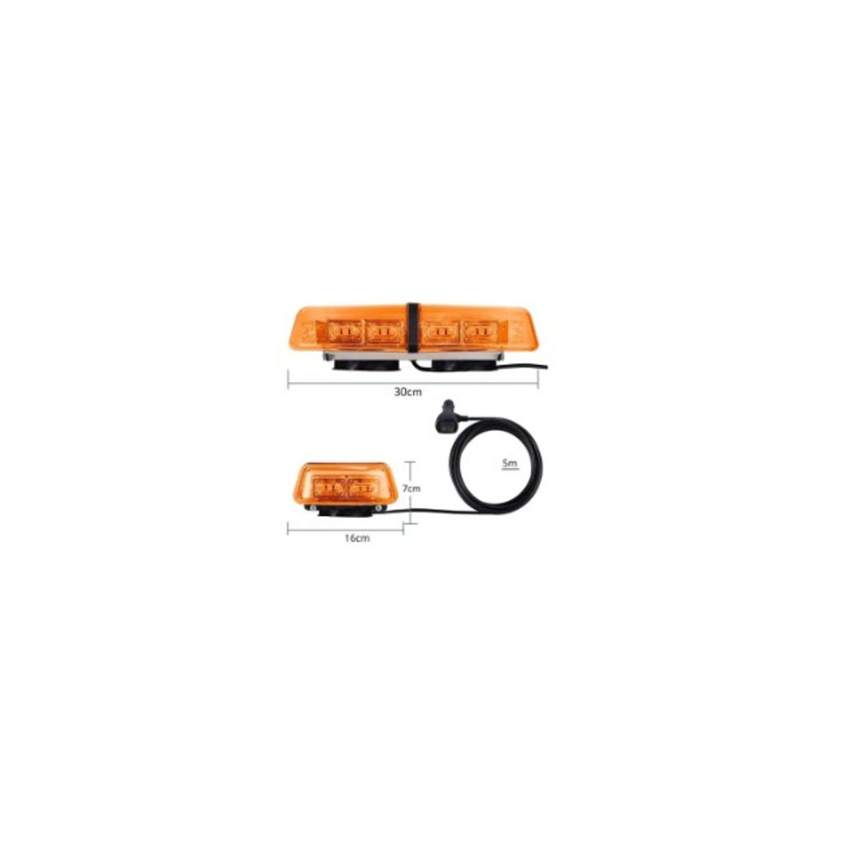 GENERICO - Baliza Luz Led Ámbar Techo Iman 12v-24v Estroboscópica