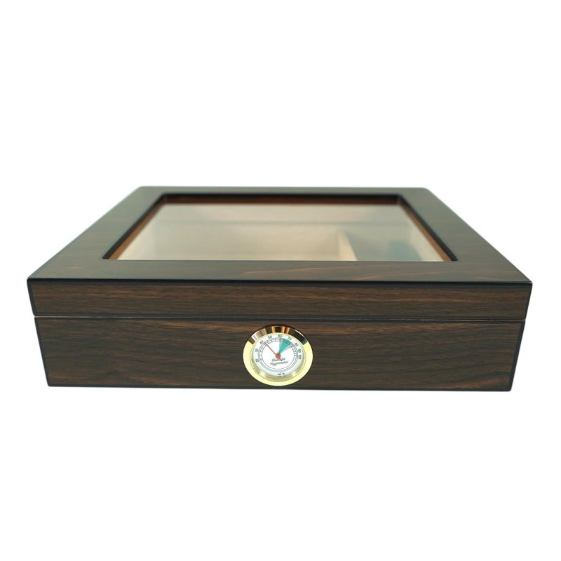 GENERICO - CAJA HUMIDOR DE PUROS MADERA DE CEDRO CON HIGROMETRO