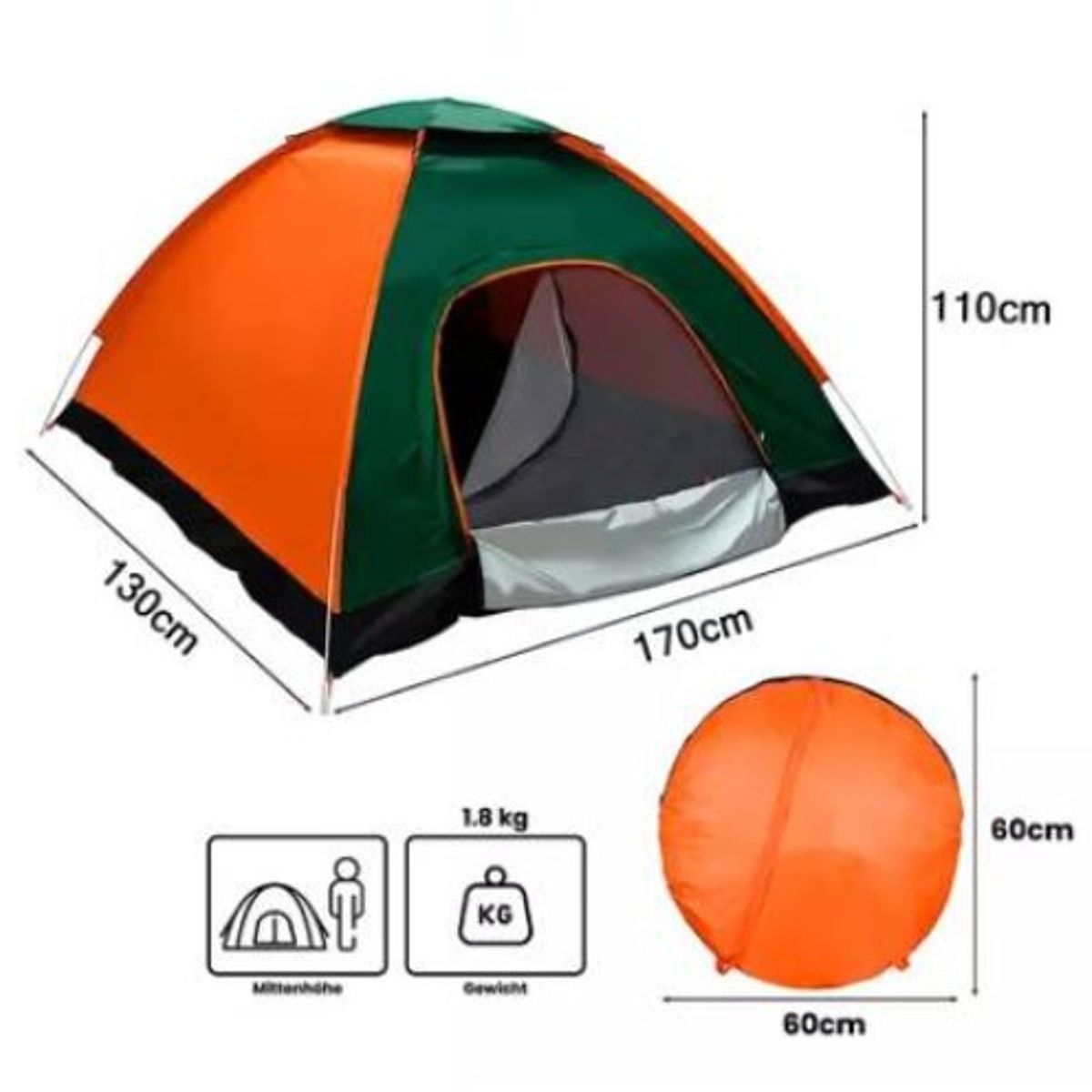 GENERICO - Carpa Camping 2 Personas Armado Facil Autoarmable