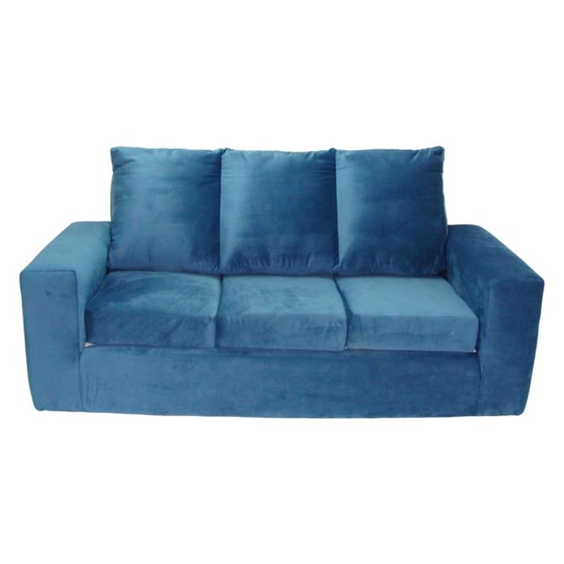 MUEBLERIA LATINA - ML SOFA FELPA 3 CUERPOS CARRE AZUL PETROLEO