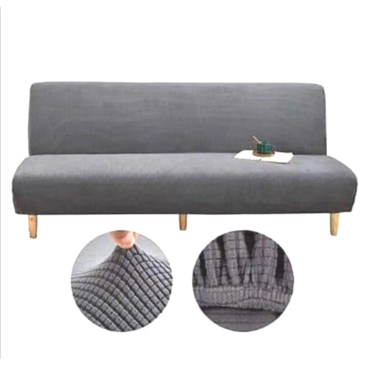 GENERICO - Funda Cubre FUTON elasticada textura GRUESA CUADRILLE