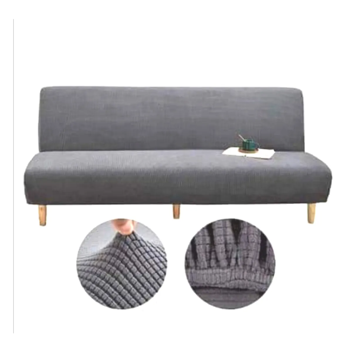 GENERICO - Funda Cubre FUTON elasticada textura GRUESA CUADRILLE