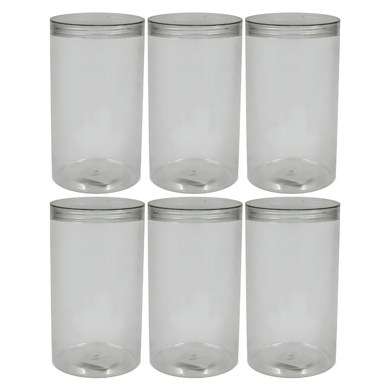 GENERICO - Set 6 Frascos Plásticos con Tapa Gris de 1232 ML