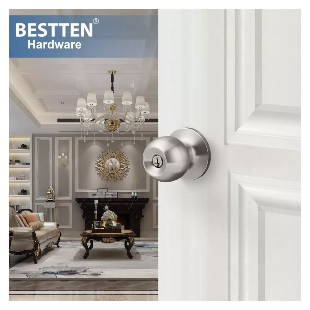 GENERICO - Chapas Dormitorio Chapa Cerradura Para Dormitorio Con Llave Color Plateado