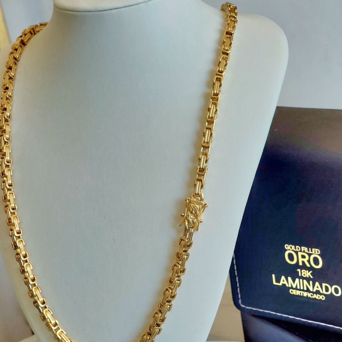 GENERICO - Cadena ORO LAMINADO 18K Tejido CAMINO DEL INCA BROCHE CAJÓN