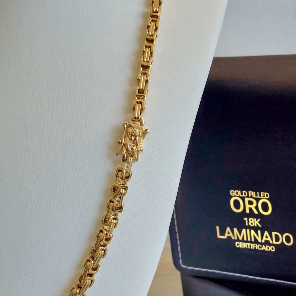 GENERICO - Cadena ORO LAMINADO 18K Tejido CAMINO DEL INCA BROCHE CAJÓN
