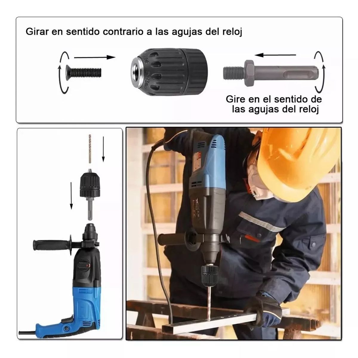 KUANGYE - Mandril 13mm Taladro Con Adaptador Sds Plus Y 12-20unf