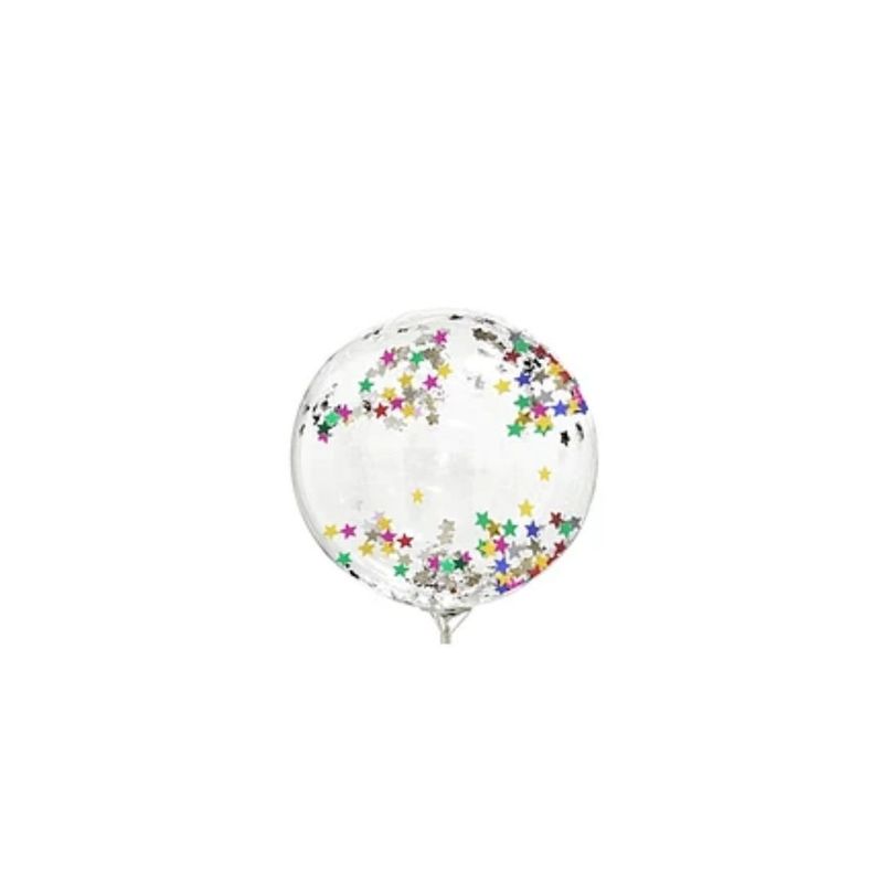 GENERICO - Globo Burbuja Con Confeti Estrella Multicolor 45cm