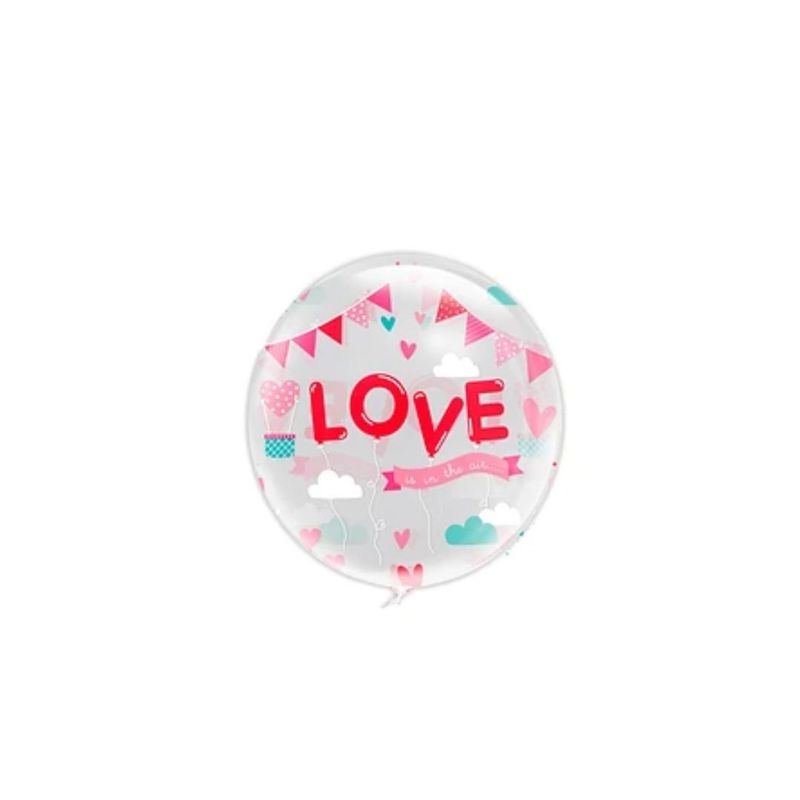 GENERICO - Globo Burbuja Transparente Love De 80cm