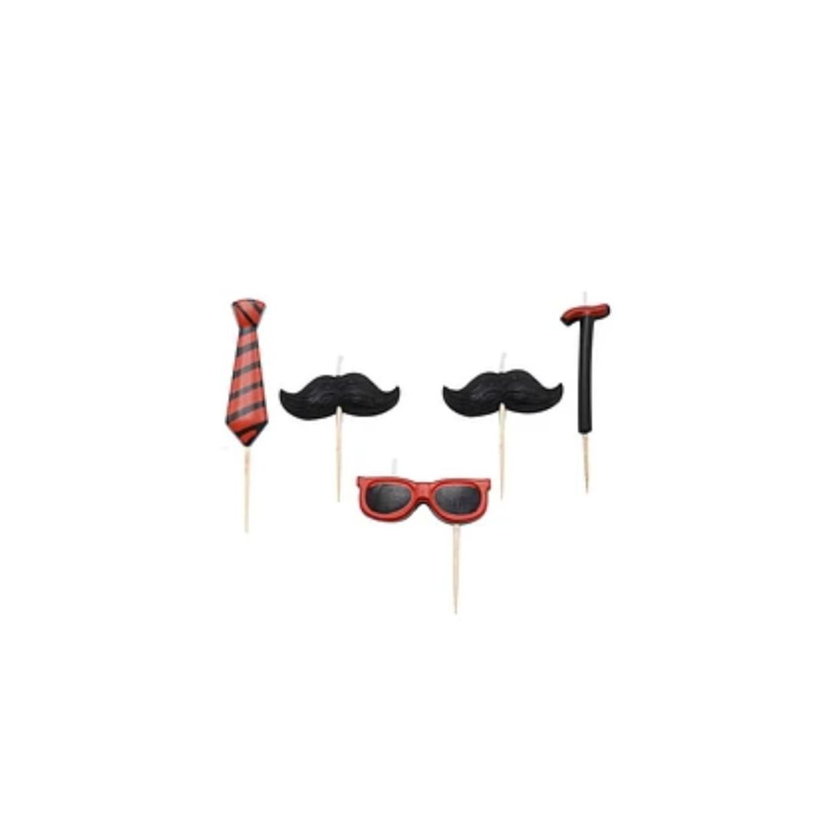 GENERICO - Vela Mostachos Color Negro 5pcs
