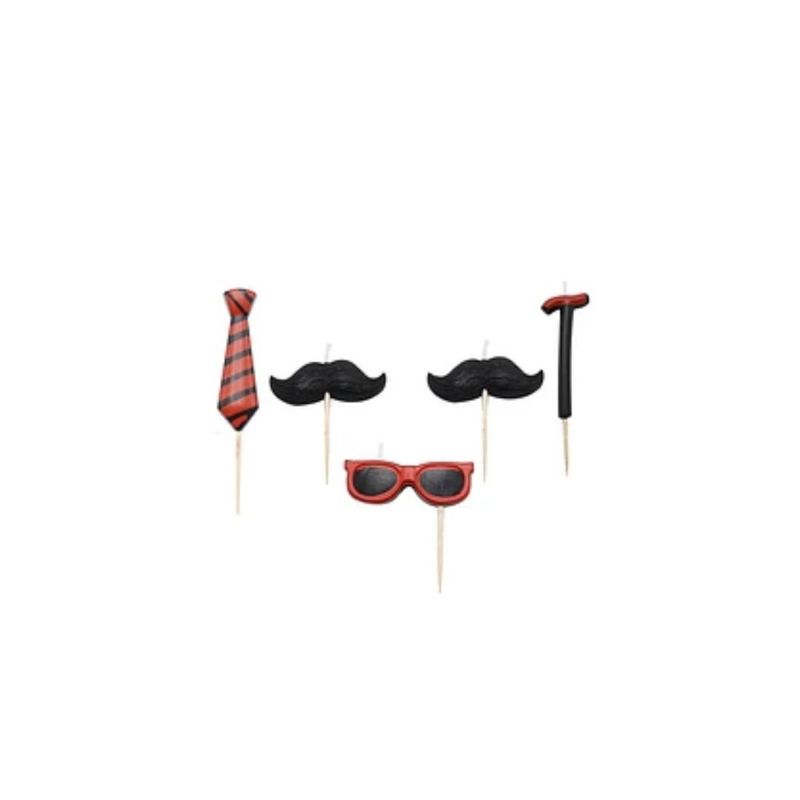 GENERICO - Vela Mostachos Color Negro 5pcs