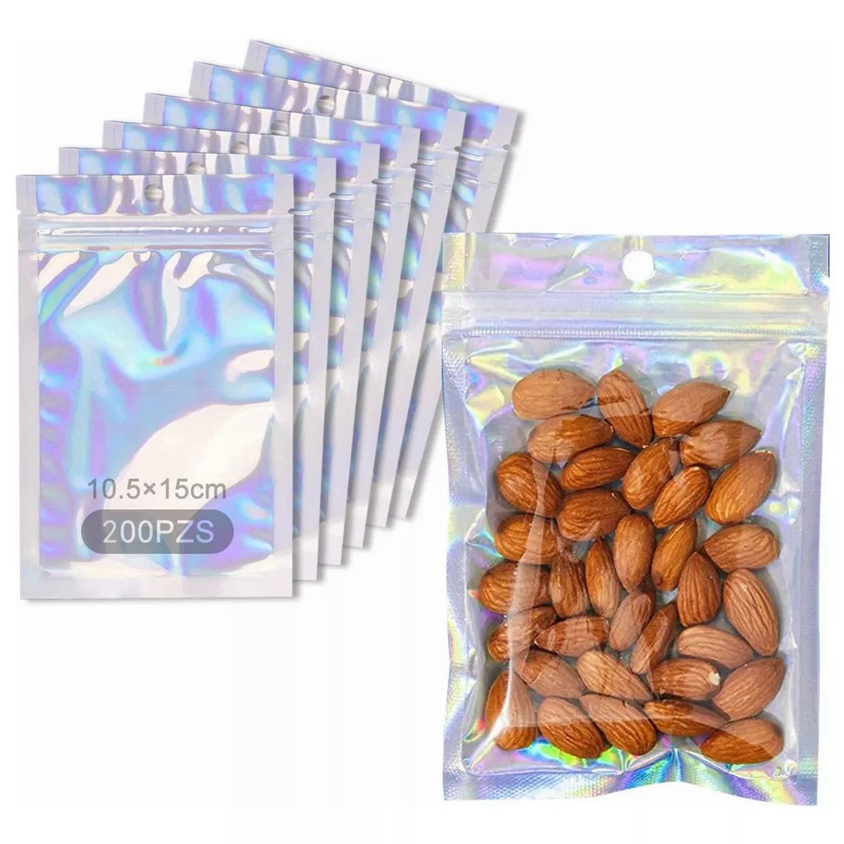 KUANGYE - 200 Bolsas Pouch Holográficas A Prueba De Olores Con Cierre