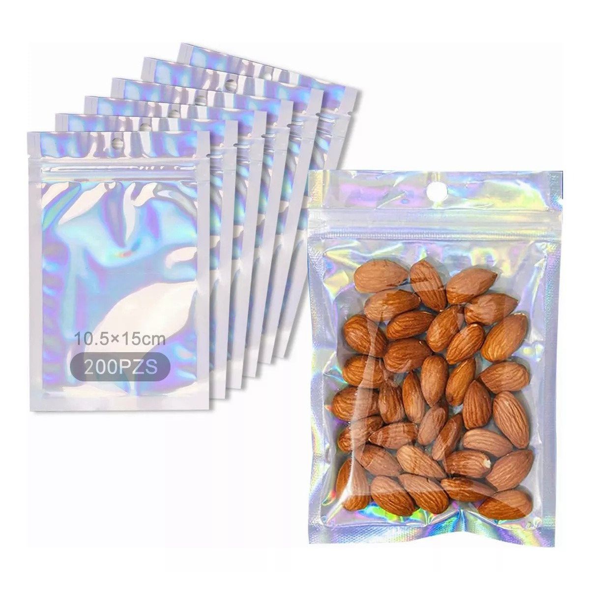 KUANGYE - 200 Bolsas Pouch Holográficas A Prueba De Olores Con Cierre