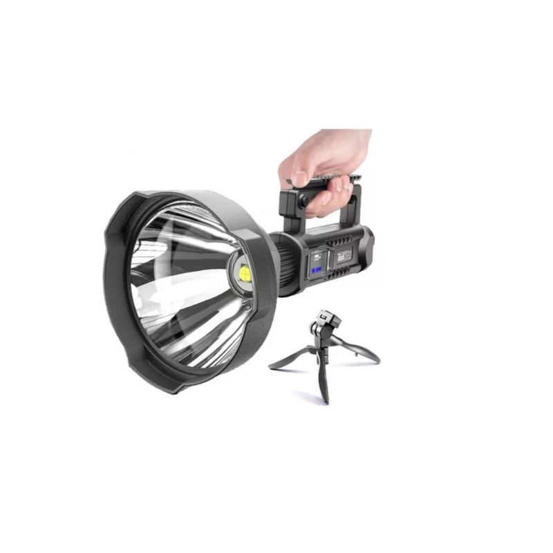 GENERICO - Foco Linterna Largo Alcance 600 Metros + Usb + Trípode Negro