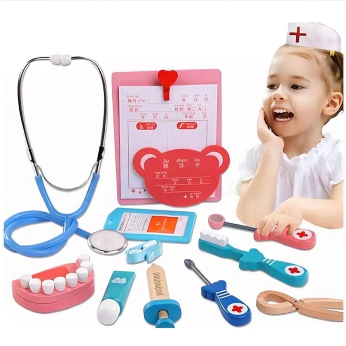 GENERICO - Kit Dentista Juguete Didáctico Médico Dentista Madera Juego Niños