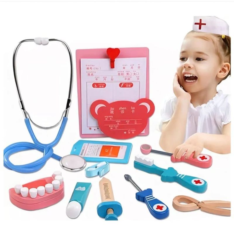 GENERICO - Kit Dentista Juguete Didáctico Médico Madera Juego Niños