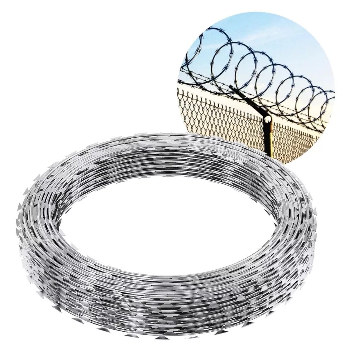 GENERICO - Alambre Puas Concertina Galvanizado Cerco Jardin Cierre Perimetral