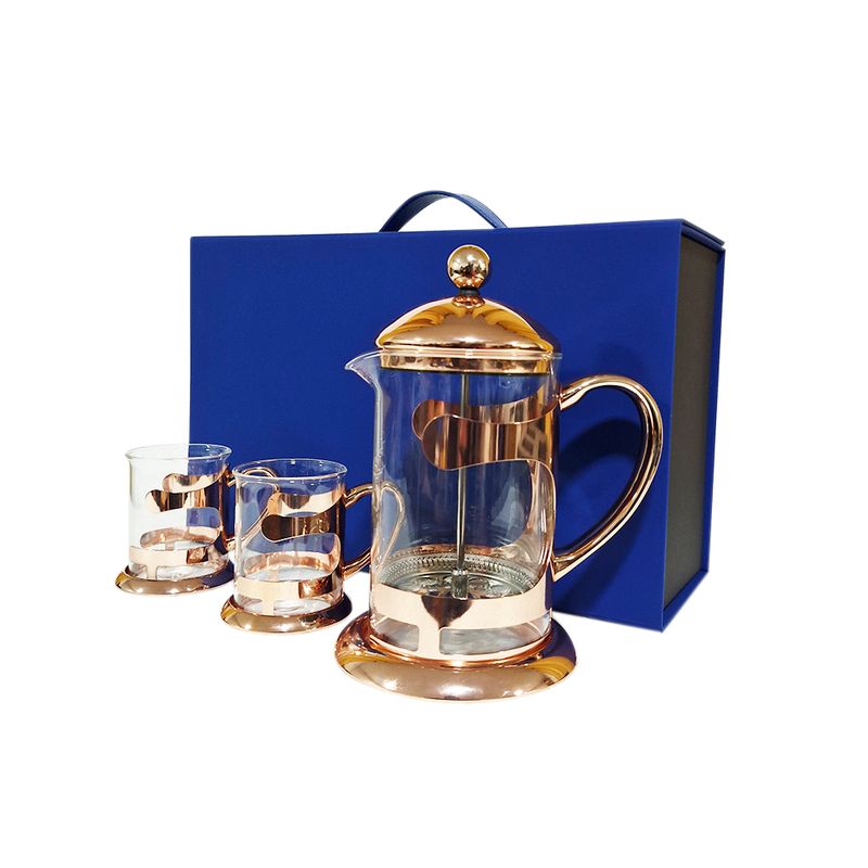 PERFECT CLASS - Set Cafetera + 2 Tazas Cobrizadas Perfect Class