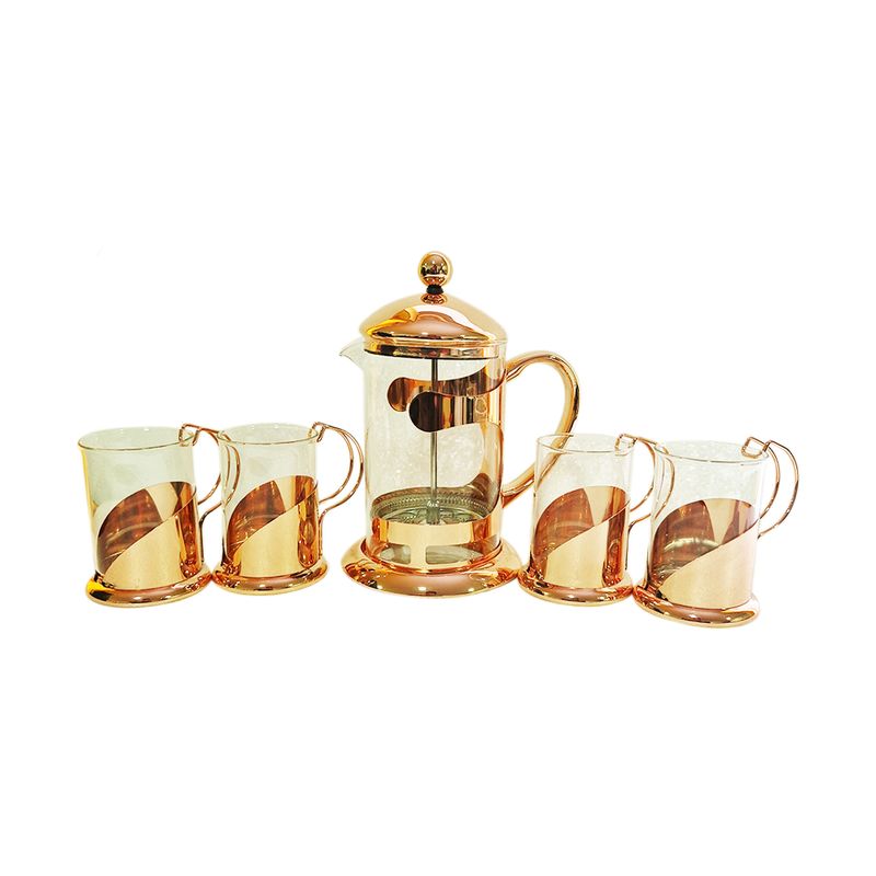 PERFECT CLASS - Set Cafetera + 4 Tazas Cobrizadas Perfect Class