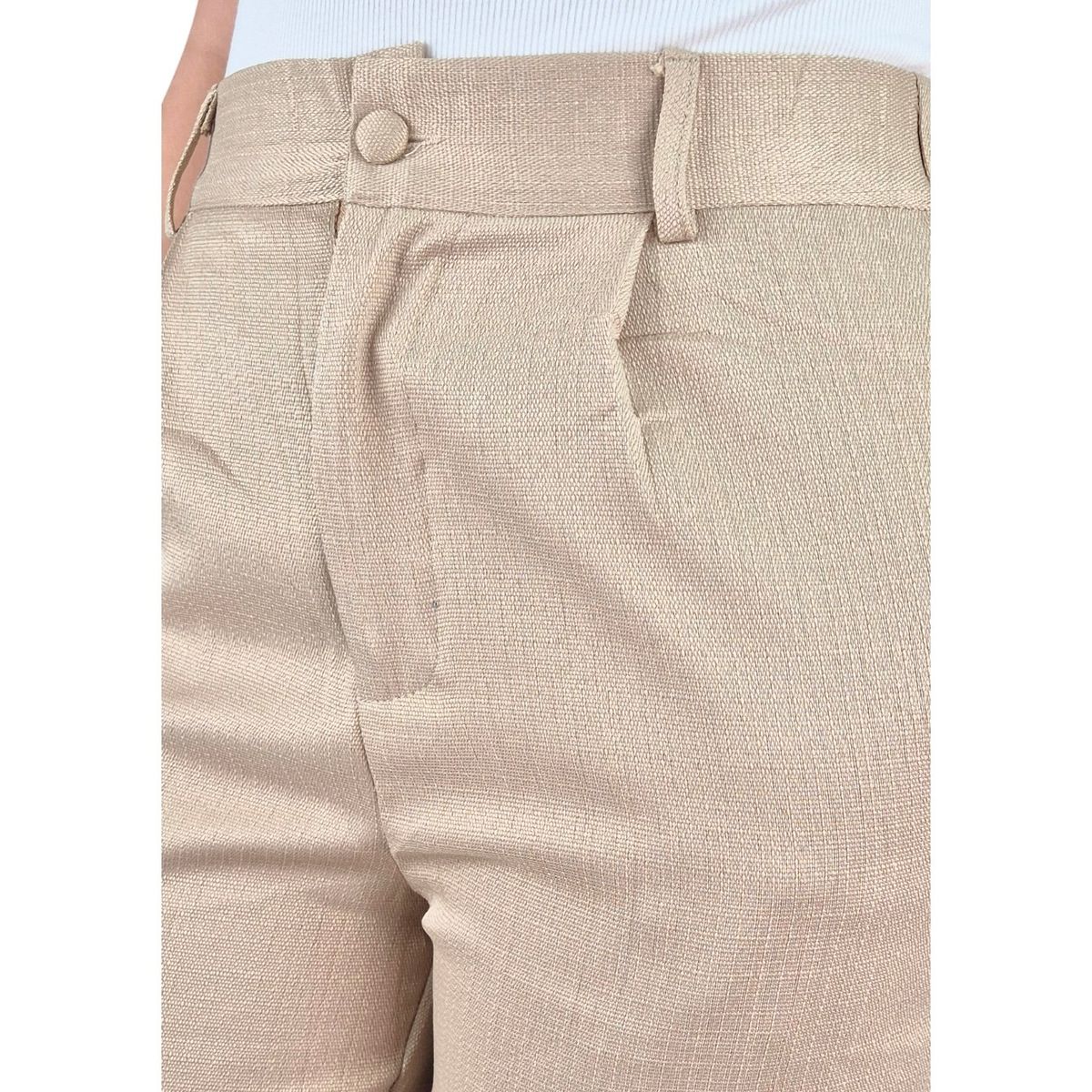 LIKE SHOP - Pantalón Vestir Semi Formal Tipo Lino Recto Casual Tiro Alto 096