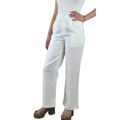 MPROPIA - Pantalón Vestir Semi Formal Tipo Lino Recto Casual Tiro Alto 096