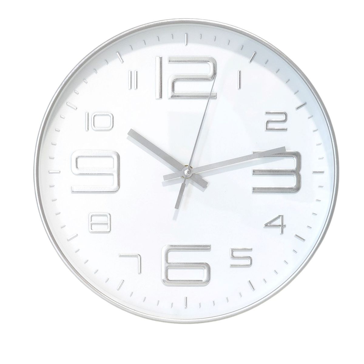QUARTZ - Reloj de Pared Decorativo 30cm Plateado DBREL04
