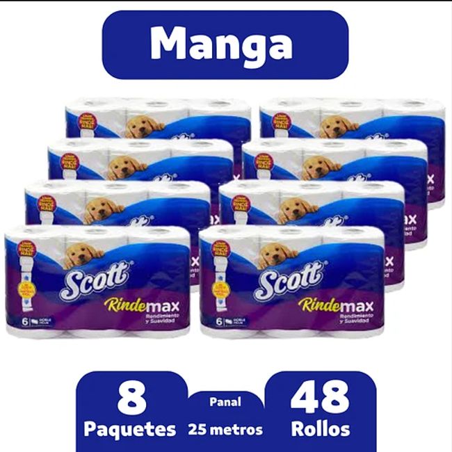 SCOTT - PAPEL HIGIENICO SCOTT RINDEMAX 8PQTS X 48ROLLOS