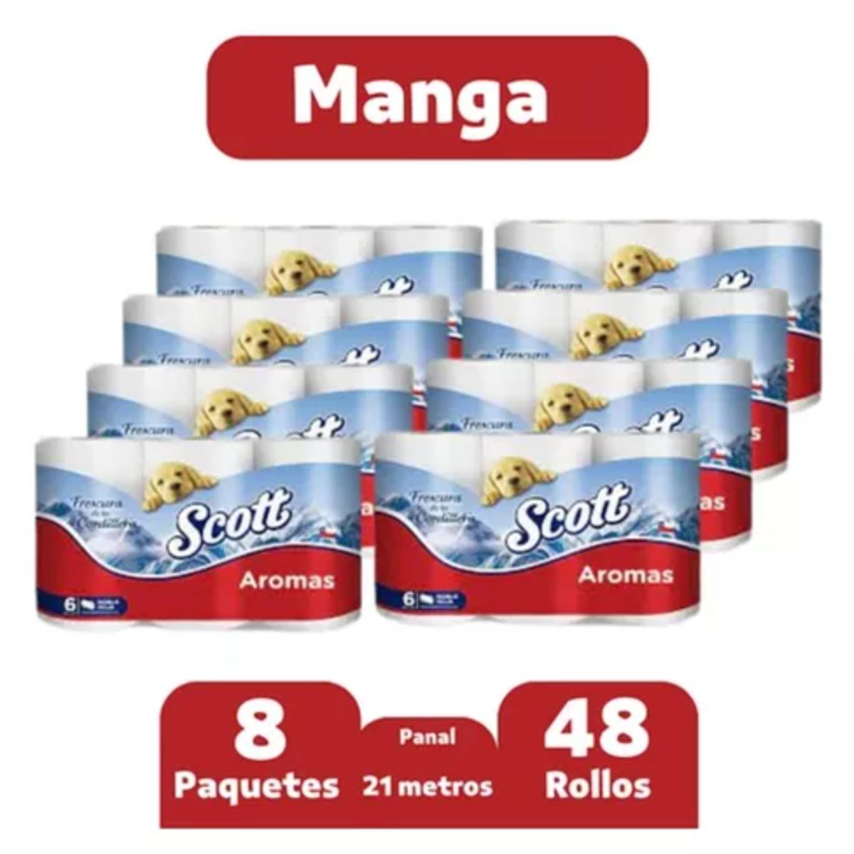 SCOTT - PAPEL HIGIENICO SCOTT AROMA CORDILLERA 8PQTS X 48ROLLOS