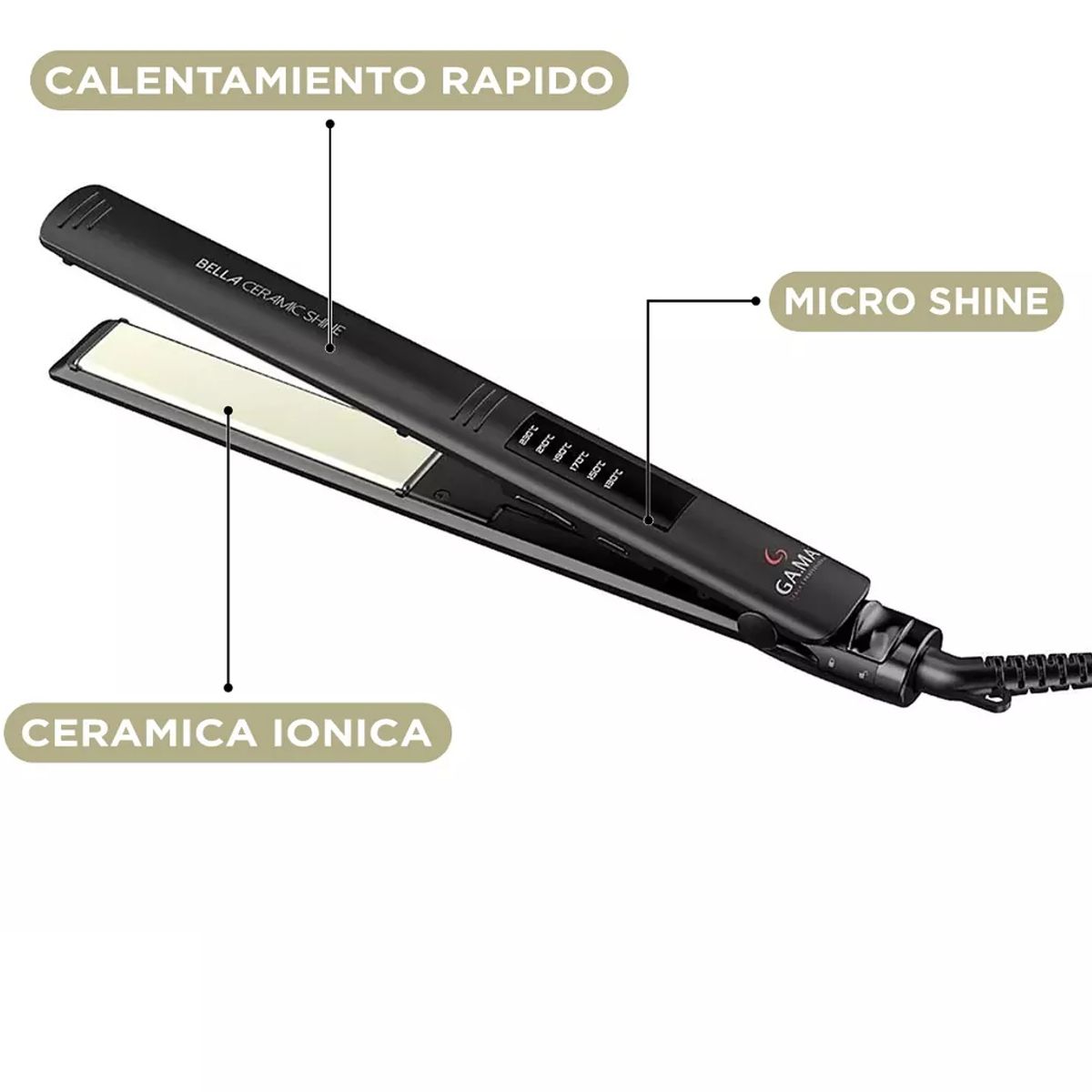GAMA - Plancha Alisadora Gama Elegance Led Bella Ceramic Shine Ion
