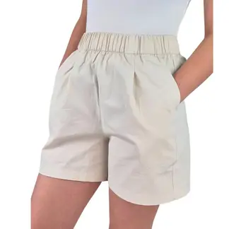 MPROPIA - Short Mujer Premium Casual Formal Tela Algodon Lavado Tiro Alto 411