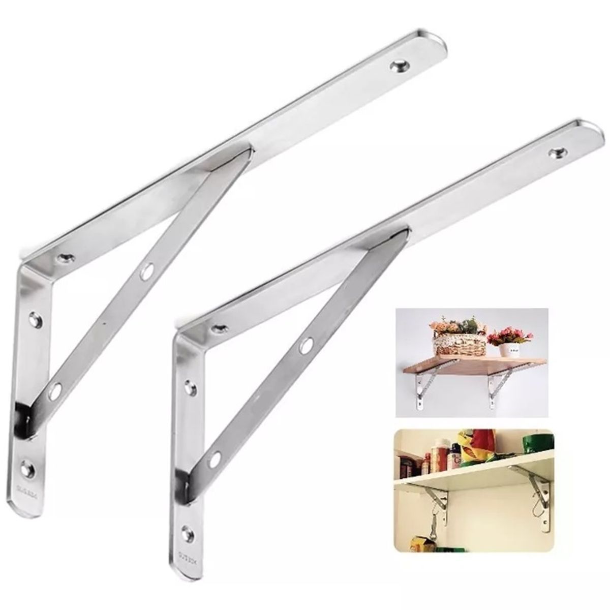 GENERICO - Soporte Escuadra Repisa Colgador 15 cm 1 Par Inoxidable