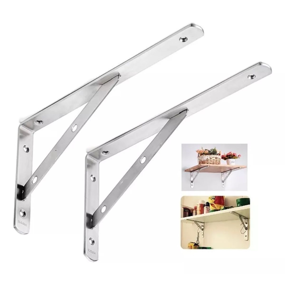 GENERICO - Soporte Escuadra Repisa Colgador 15 cm 1 Par Inoxidable