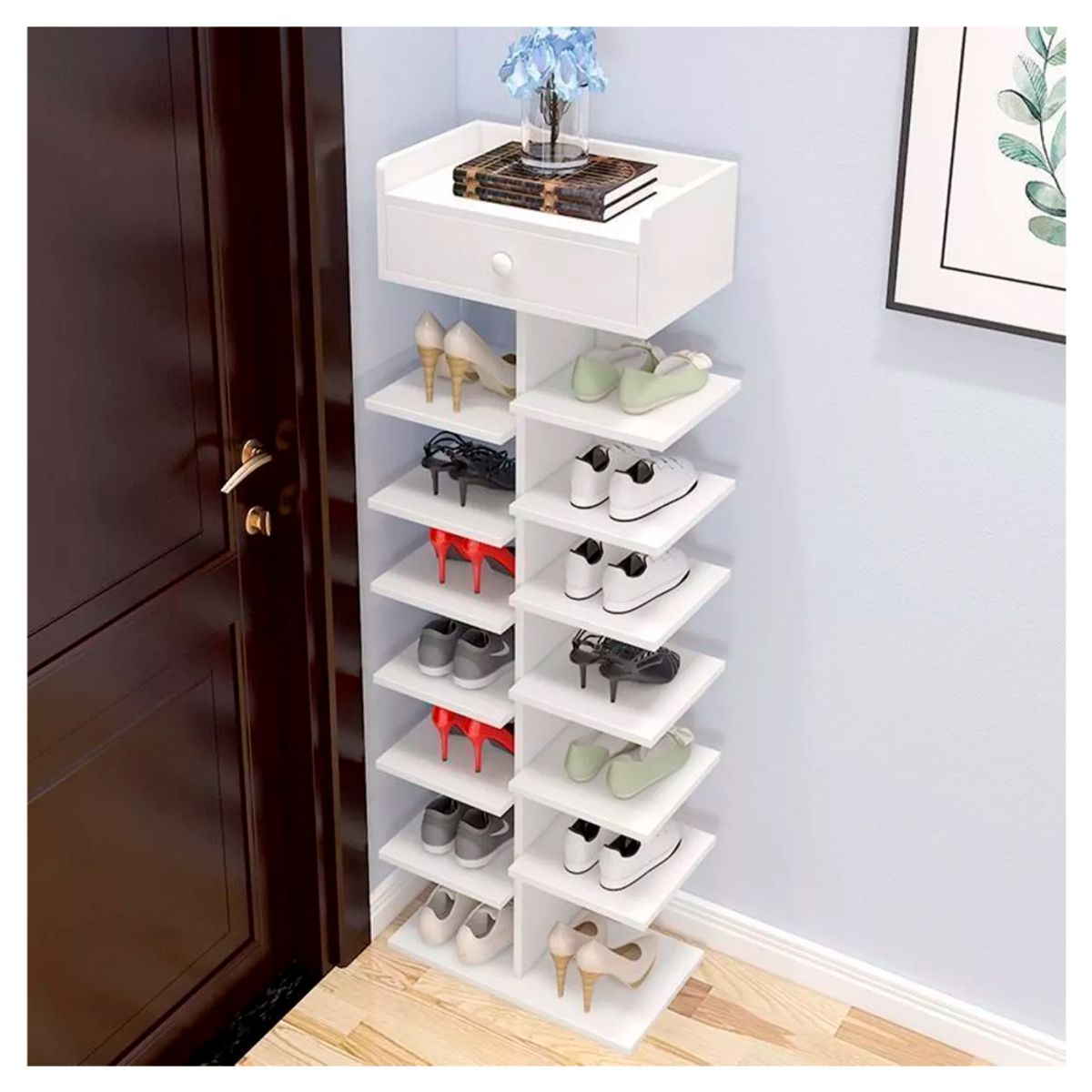 IRM - Zapatero Organizador Estante para Zapatos 14 Pares  Armario Blanco