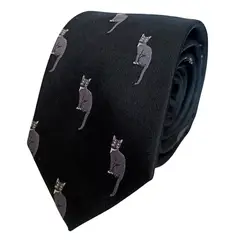 LUCIA CORBATAS - Corbata seda negra Gatos Luciacorbatas