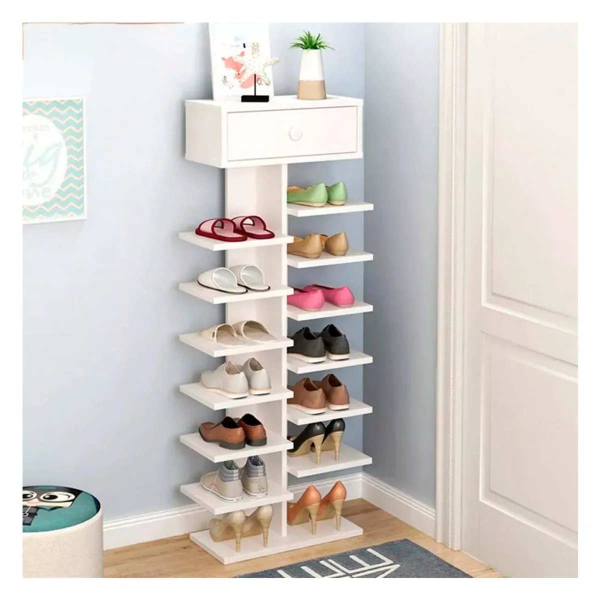 IRM - Zapatero Organizador Estante para Zapatos 14 Pares Armario Blanco