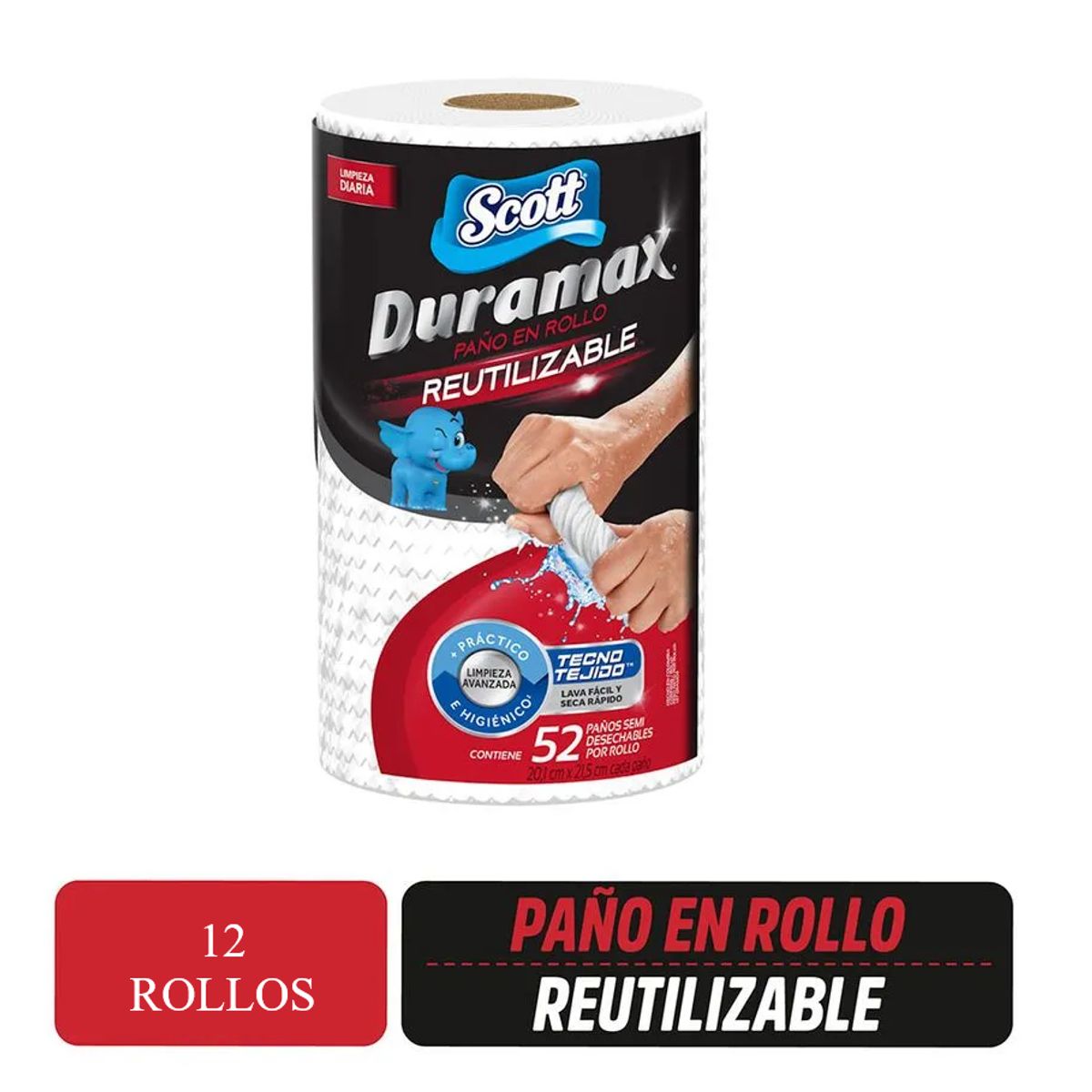 SCOTT - Paño Reutilizable Scott Duramax 52 paños por 12 rollos