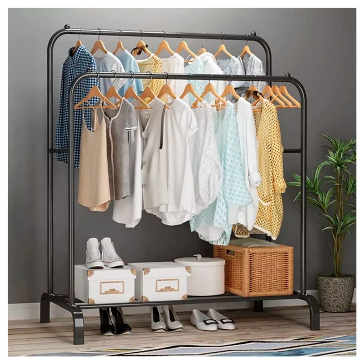 IRM - Perchero Metálico Doble para Closet Organizador Zapatos Colgador Ropa
