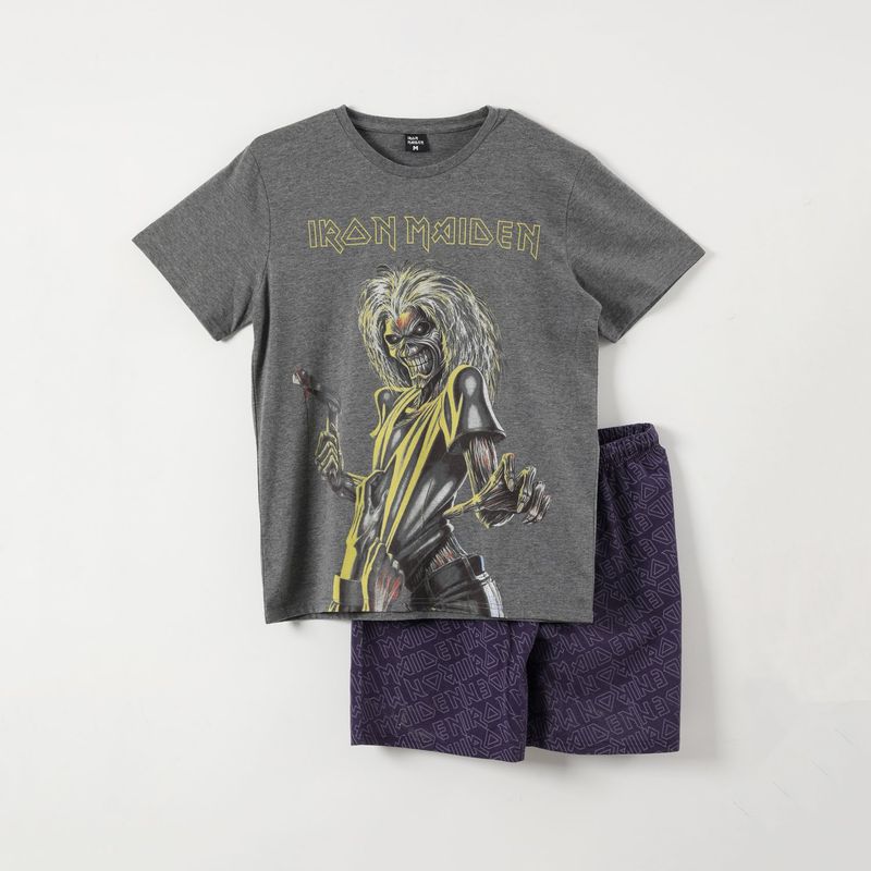 IRON MAIDEN - Pijama Hombre Calavera Gris Iron Maiden